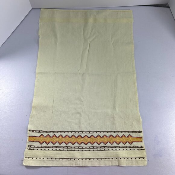 Embroidered Tea Hand Towel Pale Yellow Zig Zag Pattern Dish Cloth 16.5" X 25.5" - Picture 3 of 6